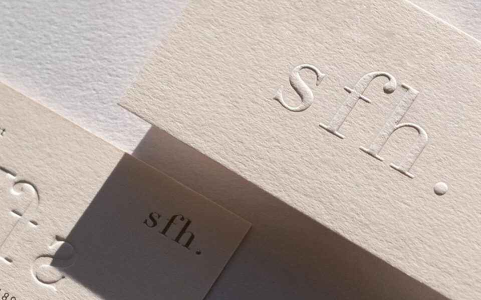 SFH blind embossed business cards