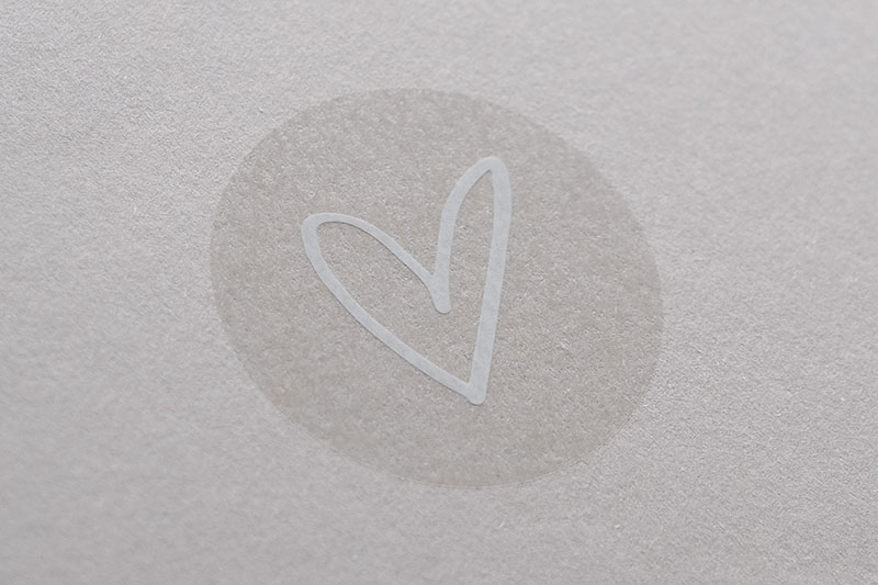 LOVE HEART | white ink on clear PVC