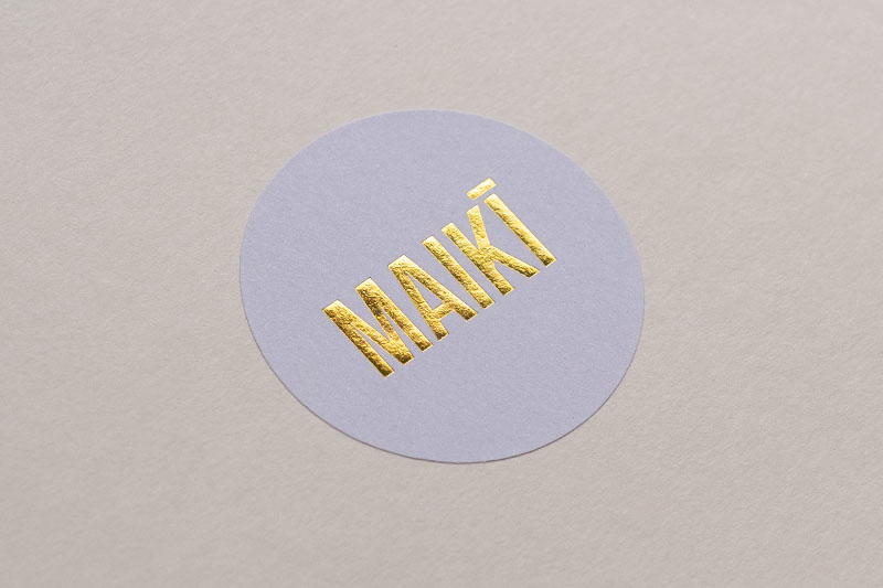 MAIKI | gold foil on uncoated paper