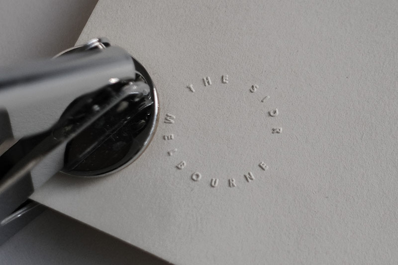 custom embossing stamp by Stitch Presss Melbourne