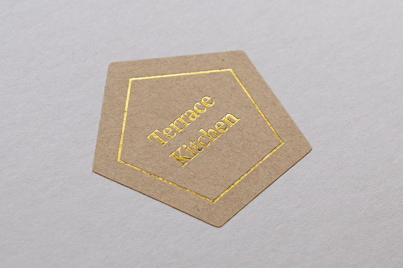 TERRACE KITCHEN | gold foil on kraft paper