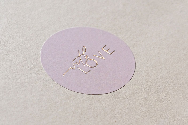 WITH LOVE | rose gold foil + print on matte paper