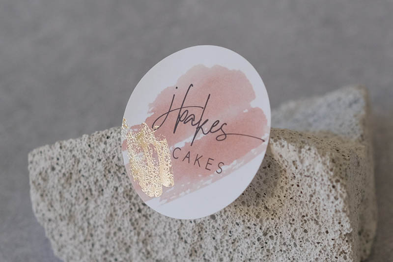Rose Gold Foil & Full Colour Print on Matte Sticker | J Bakes Cake