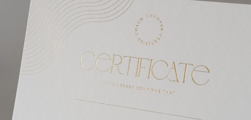 gold foiled certificate designed by Paige Tuzee