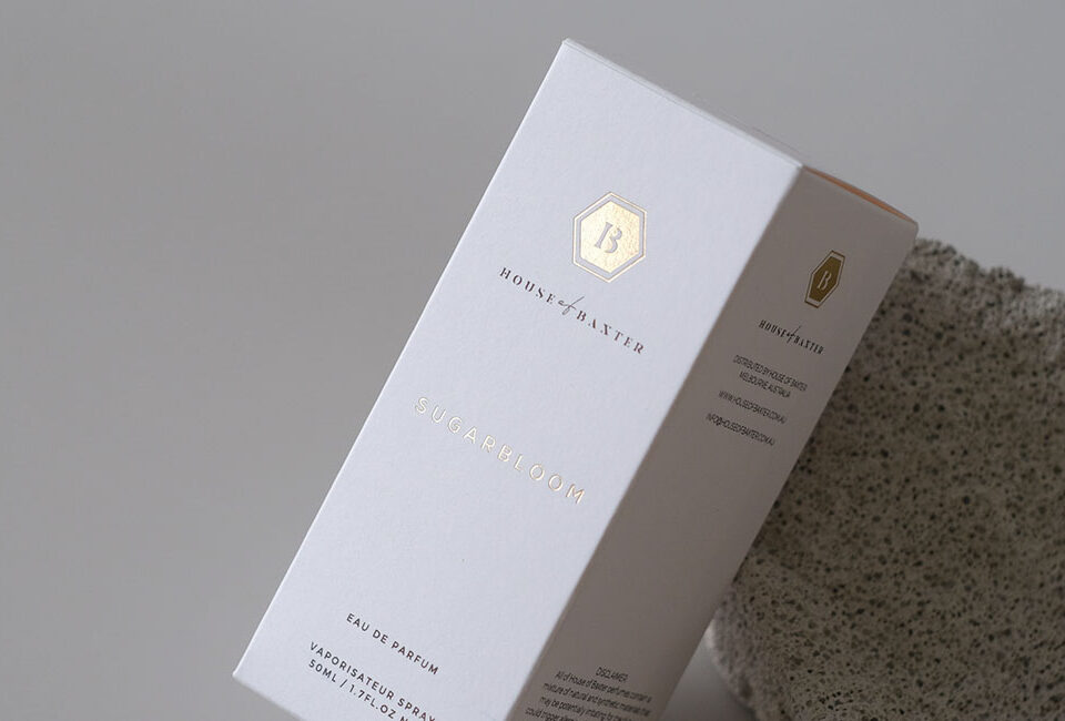 blind emboss and pale gold foil paper box packaging by Stitch Press Melbourne