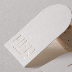 pale gold foil on cotton paper business card
