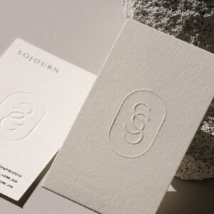 SOJOURN blind embossed business cards by Hello Hello Studio