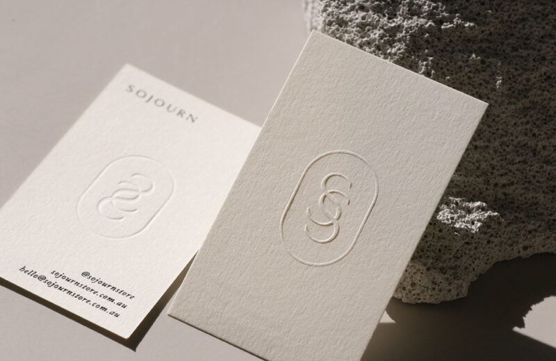 SOJOURN blind embossed business cards by Hello Hello Studio
